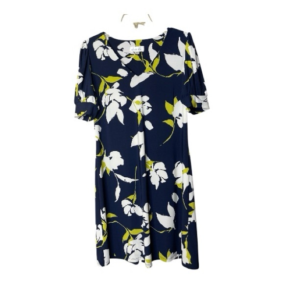 Harper Rose Floral Navy Dress Short Sleeve V-Neck Shift Mini Dress Sz 12 - Picture 2 of 5